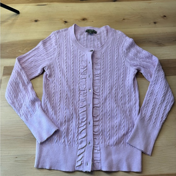 Eddie Bauer Sweaters - Eddie Bauer Light Pink Cable Knit Cardigan